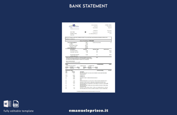 modello word di estratto conto bancario USA Quinto Terzo in stile verificato